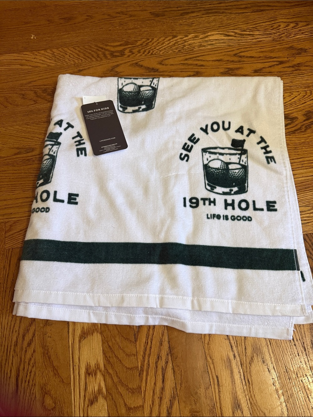 Life Is Good White & Dark Green 19th Hole Beach Towel